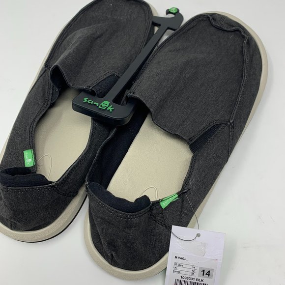 Sanuk Men's Pick Pocket Slip-on Hemp Shoes Black - Picture 3 of 6